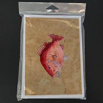 Caroline's Treasures Strawberry Snapper Greeting Cards and Envelopes Pack of 8, 7 x 5, Fish Image 2