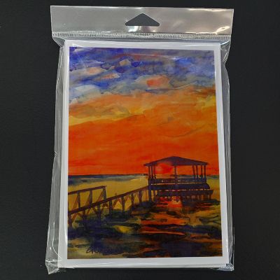 Caroline's Treasures Sunset at the Dock Greeting Cards and Envelopes Pack of 8, 7 x 5, Nautical Image 2