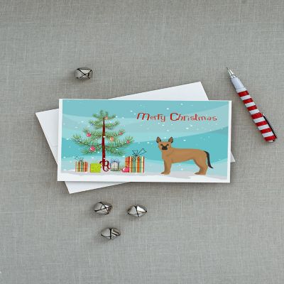 Caroline's Treasures Tan German Shepherd Mastiff Mix Christmas Tree Greeting Cards and Envelopes Pack of 8, 7 x 5, Dogs Image 2