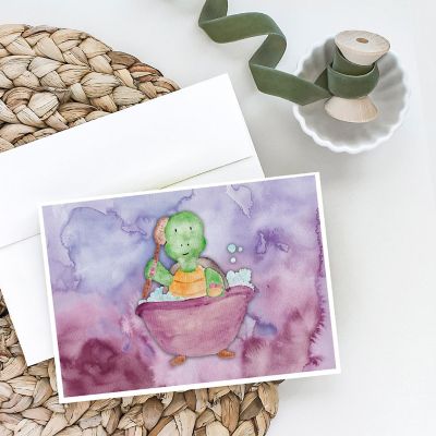 Caroline's Treasures Turtle Bathing Watercolor Greeting Cards and Envelopes Pack of 8, 7 x 5, Nautical Image 1