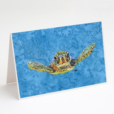 Caroline's Treasures Turtle  Coming at you Greeting Cards and Envelopes Pack of 8, 7 x 5, Nautical Image 1