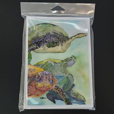 Caroline's Treasures Turtle Loggerhead Family Greeting Cards and Envelopes Pack of 8, 7 x 5, Nautical Image 2