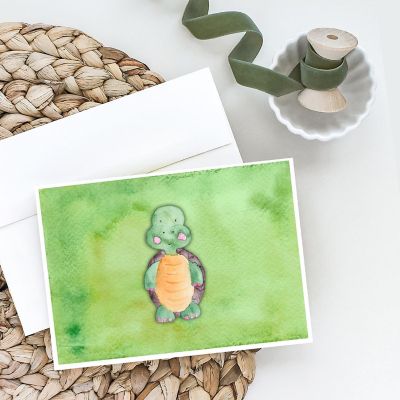 Caroline's Treasures Turtle Watercolor Greeting Cards and Envelopes Pack of 8, 7 x 5, Nautical Image 1