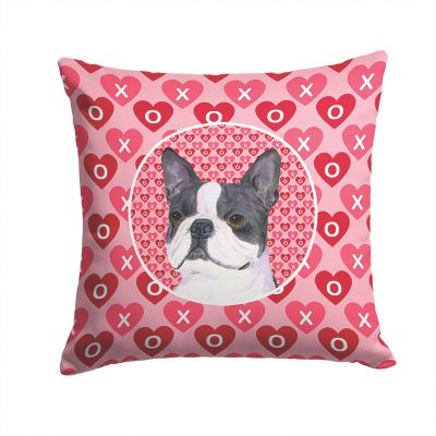 Caroline's Treasures Valentine's Day, Boston Terrier Hearts Love Valentine's Day Fabric Decorative Pillow, 14 x 14, Dogs Image 1