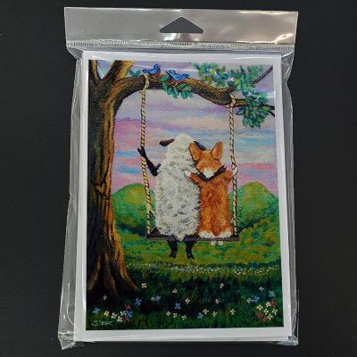 Caroline's Treasures Valentine's Day, Corgi With Sheep Love Grows Greeting Cards and Envelopes Pack of 8, 7 x 5, Dogs Image 2