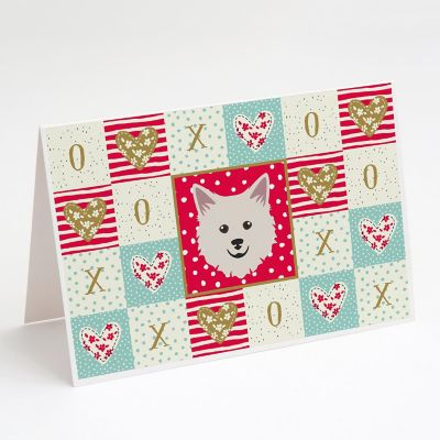 Caroline's Treasures Valentine's Day, Italian Spitz Love Greeting Cards and Envelopes Pack of 8, 7 x 5, Dogs Image 1