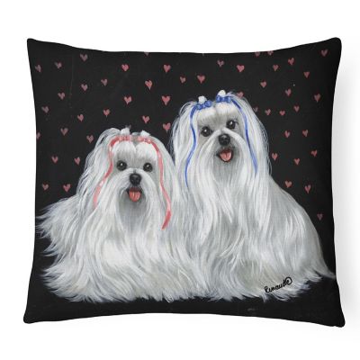 Caroline's Treasures Valentine's Day, Maltese Sweethearts Canvas Fabric Decorative Pillow, 12 x 16, Dogs Image 1