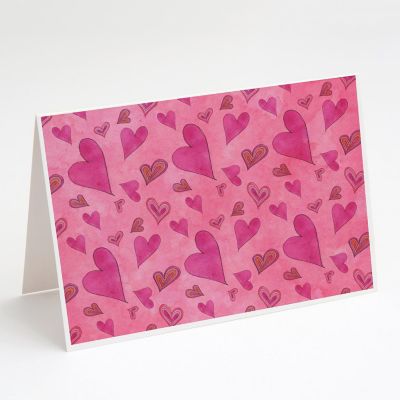 Caroline's Treasures Valentine's Day, Watercolor Love and Hearts Greeting Cards and Envelopes Pack of 8, 7 x 5, Image 1