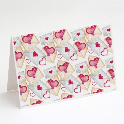 Caroline's Treasures Valentine's Day, Watercolor Love Letters Greeting Cards and Envelopes Pack of 8, 7 x 5, Image 1
