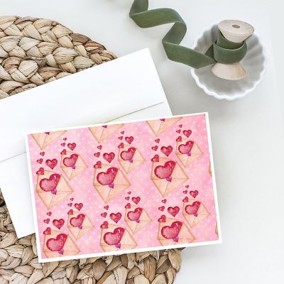 Caroline's Treasures Valentine's Day, Watercolor Pink Love Letter Greeting Cards and Envelopes Pack of 8, 7 x 5, Image 1