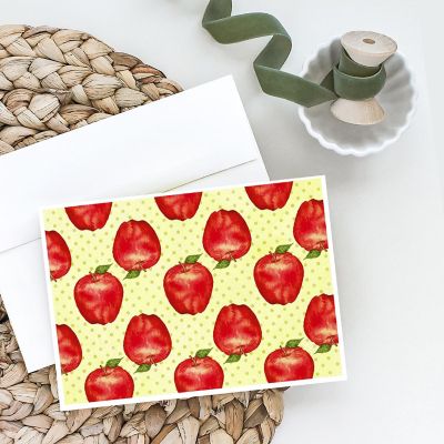 Caroline's Treasures Watercolor Apples and Polkadots Greeting Cards and Envelopes Pack of 8, 7 x 5, Image 1