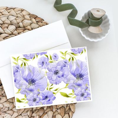 Caroline's Treasures Watercolor Blue Flowers Greeting Cards and Envelopes Pack of 8, 7 x 5, Flowers Image 1