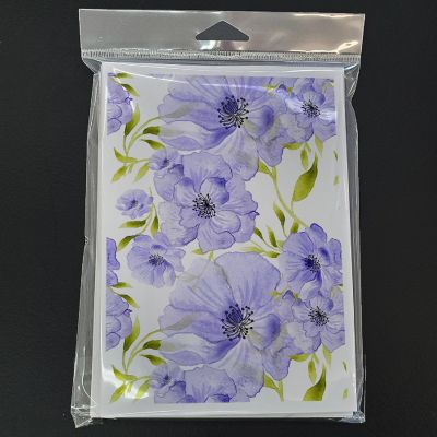 Caroline's Treasures Watercolor Blue Flowers Greeting Cards and Envelopes Pack of 8, 7 x 5, Flowers Image 2