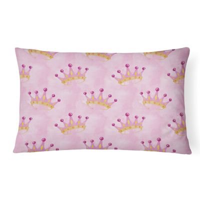 Caroline's Treasures Watercolor Princess Crown on Pink Canvas Fabric Decorative Pillow, 12 x 16, Image 1
