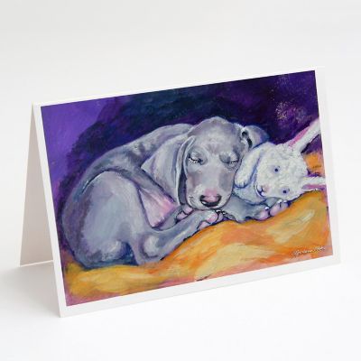 Caroline's Treasures Weimaraner Snuggle Bunny Greeting Cards and Envelopes Pack of 8, 7 x 5, Dogs Image 1