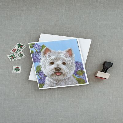 Caroline's Treasures Westie Hydrangea Greeting Cards and Envelopes Pack of 8, 7 x 5, Dogs Image 2
