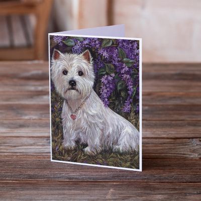 Caroline's Treasures Westie Lily & Lilacs Greeting Cards and Envelopes Pack of 8, 7 x 5, Dogs Image 1