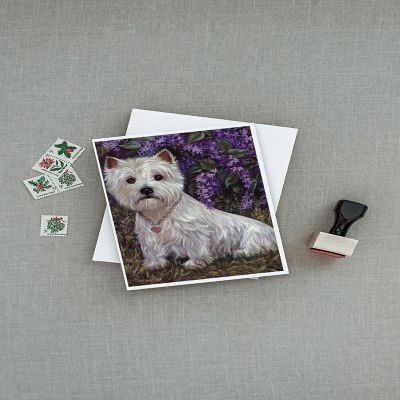 Caroline's Treasures Westie Lily & Lilacs Greeting Cards and Envelopes Pack of 8, 7 x 5, Dogs Image 2