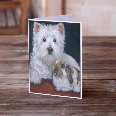 Caroline's Treasures Westie Rabbit Harmony Greeting Cards and Envelopes Pack of 8, 7 x 5, Dogs Image 1