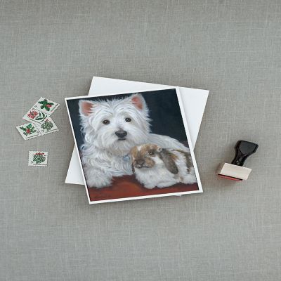 Caroline's Treasures Westie Rabbit Harmony Greeting Cards and Envelopes Pack of 8, 7 x 5, Dogs Image 2