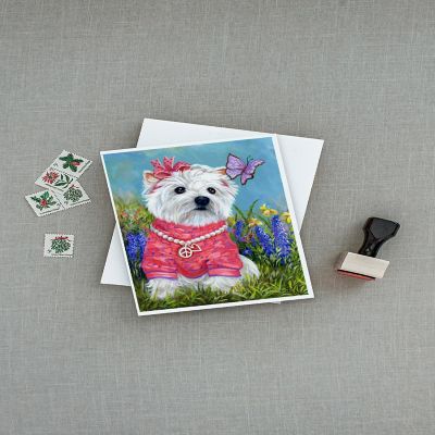 Caroline's Treasures Westie Springtime Greeting Cards and Envelopes Pack of 8, 7 x 5, Dogs Image 2