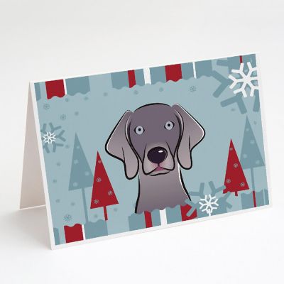 Caroline's Treasures Winter Holiday Weimaraner Greeting Cards and Envelopes Pack of 8, 7 x 5, Dogs Image 1