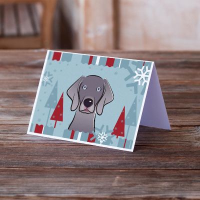 Caroline's Treasures Winter Holiday Weimaraner Greeting Cards and Envelopes Pack of 8, 7 x 5, Dogs Image 1