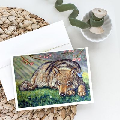 Caroline's Treasures Wolf and Hummingbird Greeting Cards and Envelopes Pack of 8, 7 x 5, Wild Animals Image 1
