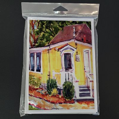 Caroline's Treasures Yellow Cottage at the Beach Greeting Cards and Envelopes Pack of 8, 7 x 5, Nautical Image 1