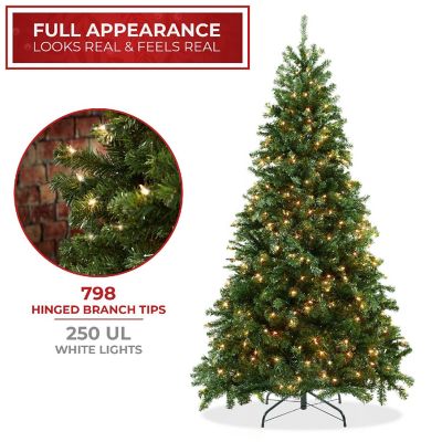 Casafield 6.5FT Pre-Lit Realistic Green Spruce Artificial Holiday Christmas Tree and Stand Image 2