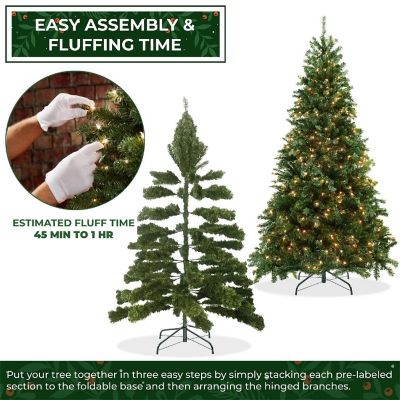 Casafield 6.5FT Pre-Lit Realistic Green Spruce Artificial Holiday Christmas Tree and Stand Image 3