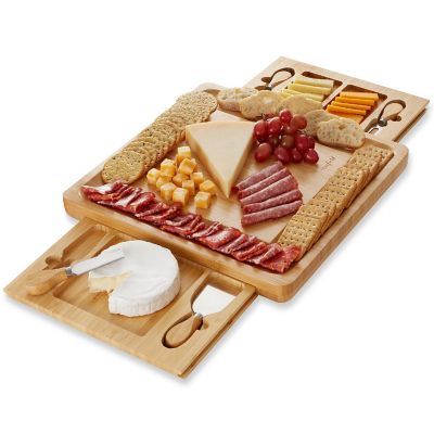 Casafield Bamboo Cheese Board and Knife Gift Set, Charcuterie Tray Wood Cutting Board Image 1