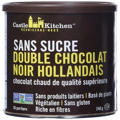 Castle Kitchen Sugar Free Double Dutch Premium Dark Hot Chocolate Mix with Monkfruit (8 oz) - Vegan, Dairy Free, Plant Based - Keto & Diabetic - Mix with Milk S Image 1