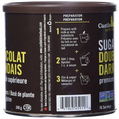 Castle Kitchen Sugar Free Double Dutch Premium Dark Hot Chocolate Mix with Monkfruit (8 oz) - Vegan, Dairy Free, Plant Based - Keto & Diabetic - Mix with Milk S Image 2
