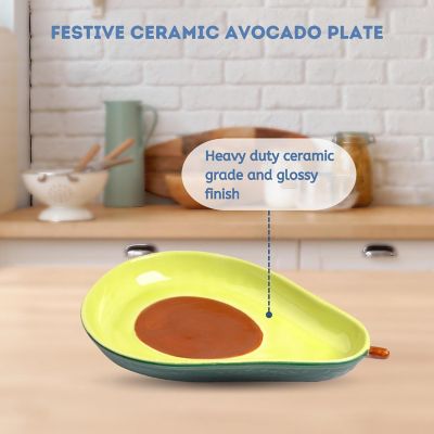 Ceramic Avocado Serving Platter, Green 12 Inch Image 2