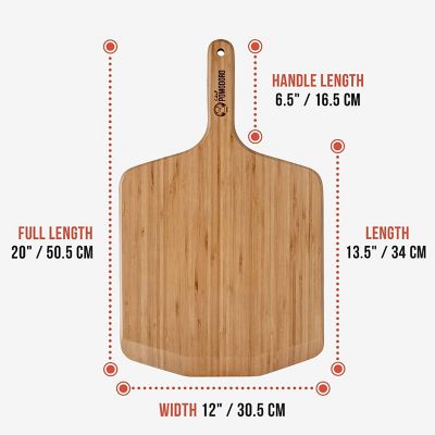 Chef Pomodoro 12-inch Bamboo Pizza Peel, Lightweight Wooden Pizza Paddle and Serving Board Image 1