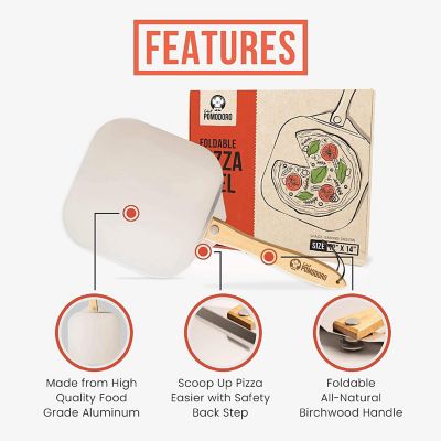 Chef Pomodoro (12-Inch x 14-Inch) Aluminum Metal Pizza Peel with Foldable Wood Handle Image 1