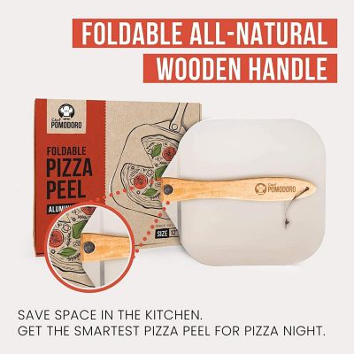 Chef Pomodoro (12-Inch x 14-Inch) Aluminum Metal Pizza Peel with Foldable Wood Handle Image 3