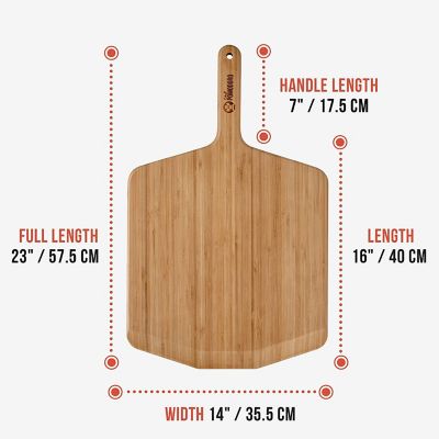Chef Pomodoro 14-inch Bamboo Pizza Peel, Lightweight Wooden Pizza Paddle and Serving Board Image 1