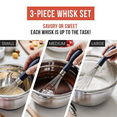 Chef Pomodoro Kitchen Whisk 3-Piece Set, Stainless Steel Wire Image 3