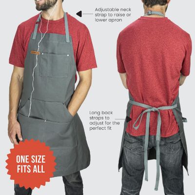 Chef Pomodoro - (Stone Grey) Kitchen Apron, Unisex Chef Apron, Adjustable Neck and Back Straps Image 2