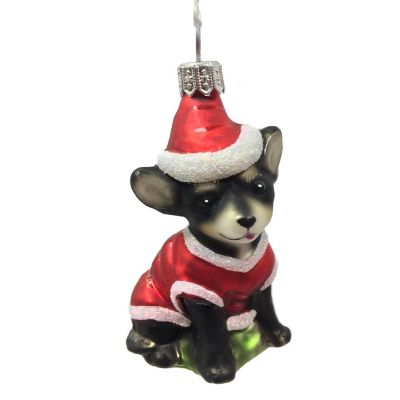 Chihuahua Dog Wearing a Santa Outfit Polish Glass Christmas Ornament Pet Animal Image 1