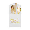 Christmas Gold Foil Cutlery Holders - 12 Pc. Image 1