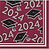 Class of 2024 Burgundy Red Graduation Cocktail Napkins, 108 ct Image 1