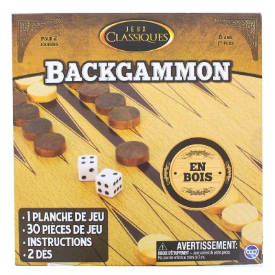 Classic Games Wood Backgammon Set  Board & 30 Game Pieces Image 1