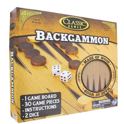 Classic Games Wood Backgammon Set  Board & 30 Game Pieces Image 2