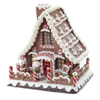 Claydough Gingerbread House Lighted Christmas Building Figurine D2869 10 Inch Image 1