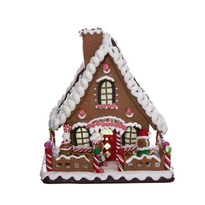 Claydough Gingerbread House Lighted Christmas Building Figurine D2869 10 Inch Image 2
