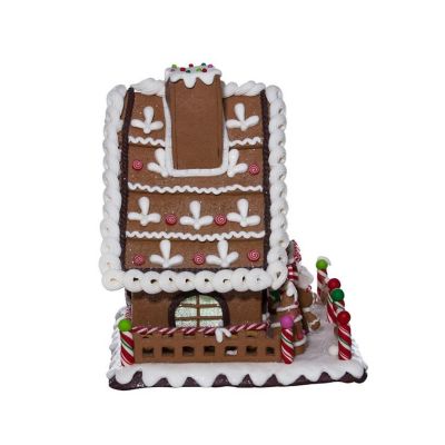 Claydough Gingerbread House Lighted Christmas Building Figurine D2869 10 Inch Image 3