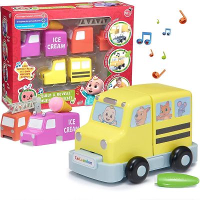 CoComelon Build Reveal Musical Vehicles School Bus Fire Engine Ice Cream Truck Toy WOW! Stuff Image 1